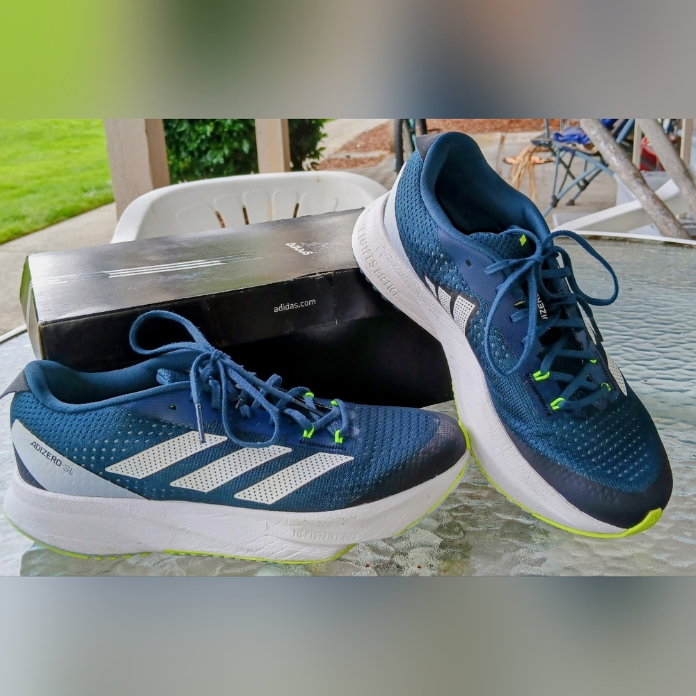Adidas Blue and White Sneakers Boys 7.5
